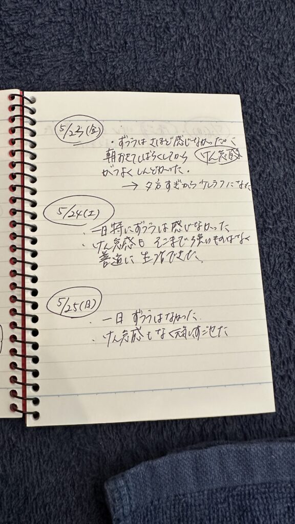頭痛モニター患者さん日記4