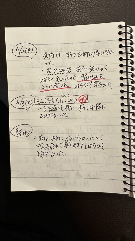 頭痛モニター患者さん日記9