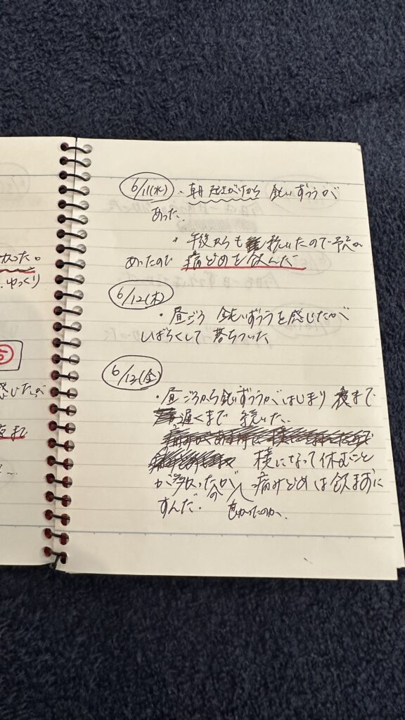 頭痛モニター患者さん日記13