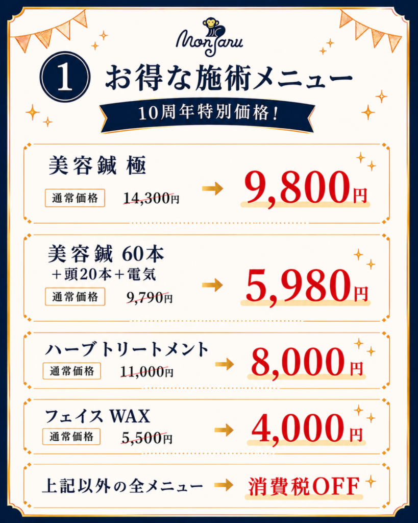 もんじゃる10周年　施術